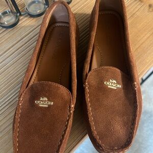 Coach Brown Loafers Slip-Ons with Suede Material and Classic Design